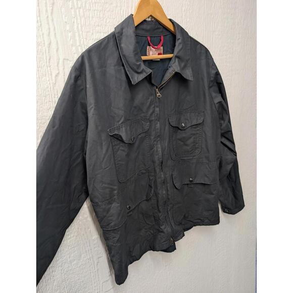 Filson Bell Bomber Waxed Cotton Navy Blue Full Zip Jacket Men's Size Large - Picture 2 of 7